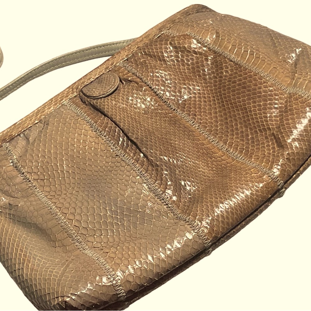 CLEMENTE VINTAGE DESIGNER SNAKESKIN STUNNING METAL BENDABLE RETRACT CLOSURE